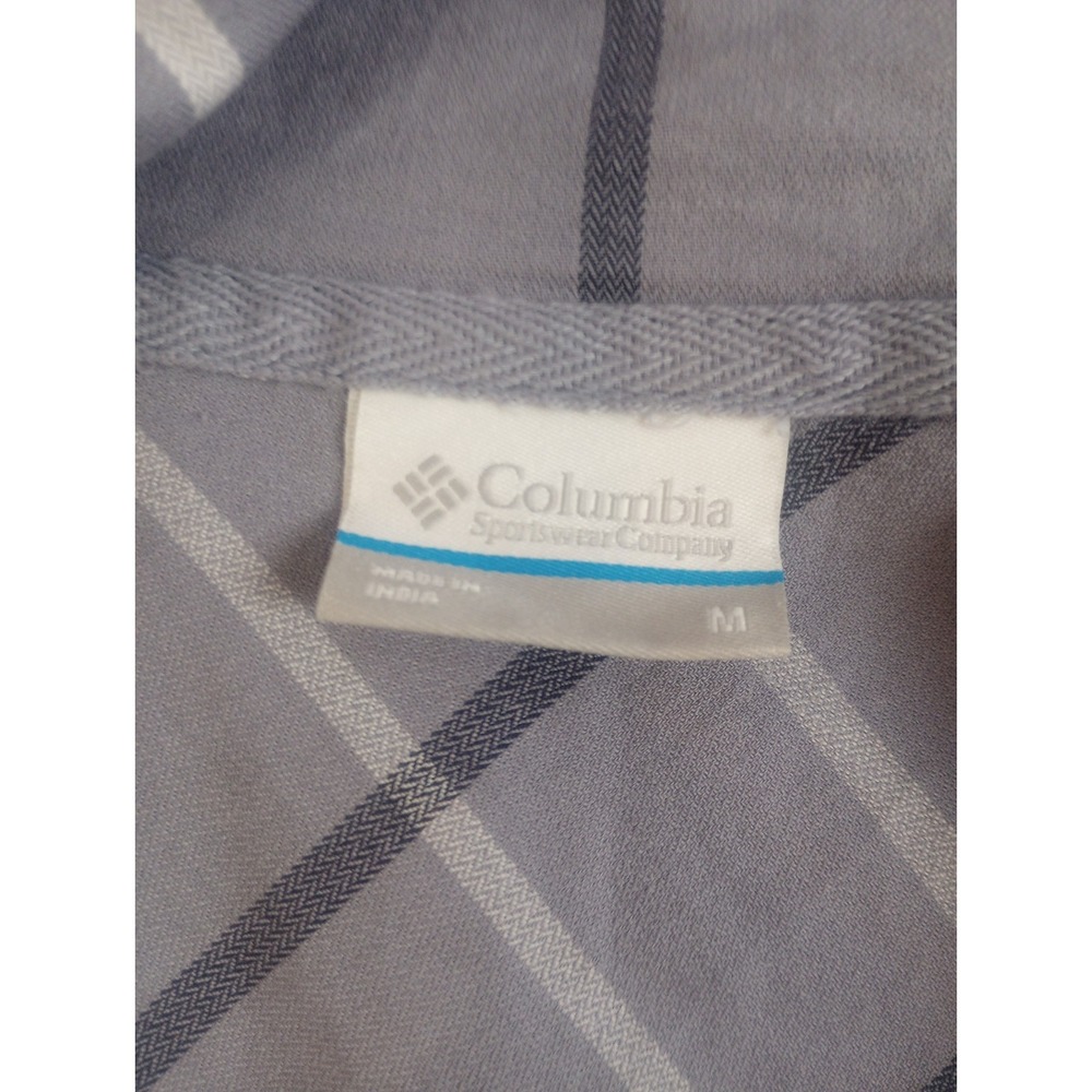 Columbia Jacket, Plaid Cotton Button Up Shirt Hoodie Women's M Purple Shacket - Picture 9 of 10